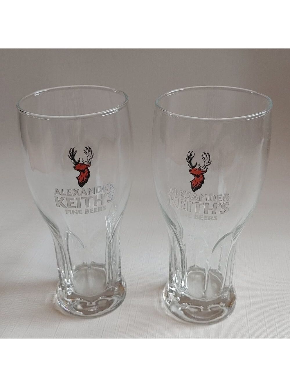 Alexander Keith's Pint Glasses PAIR Beveled Base